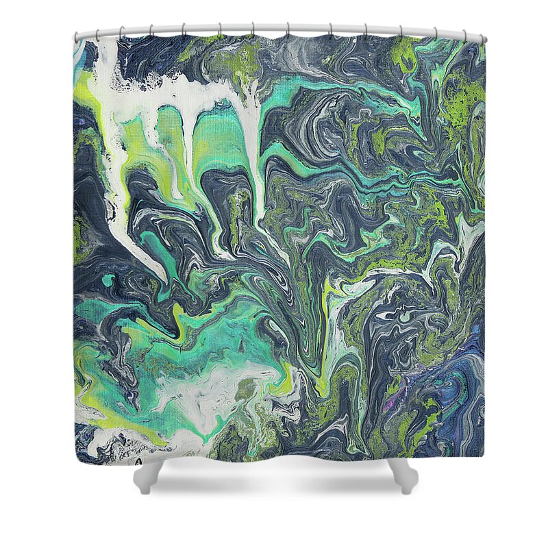 Acrylic Shower Curtain featuring the painting Sea Haze by Tessa Evette