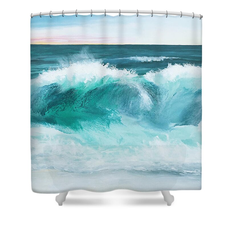Sea Shower Curtain featuring the mixed media Sea Spray by Linda Bailey