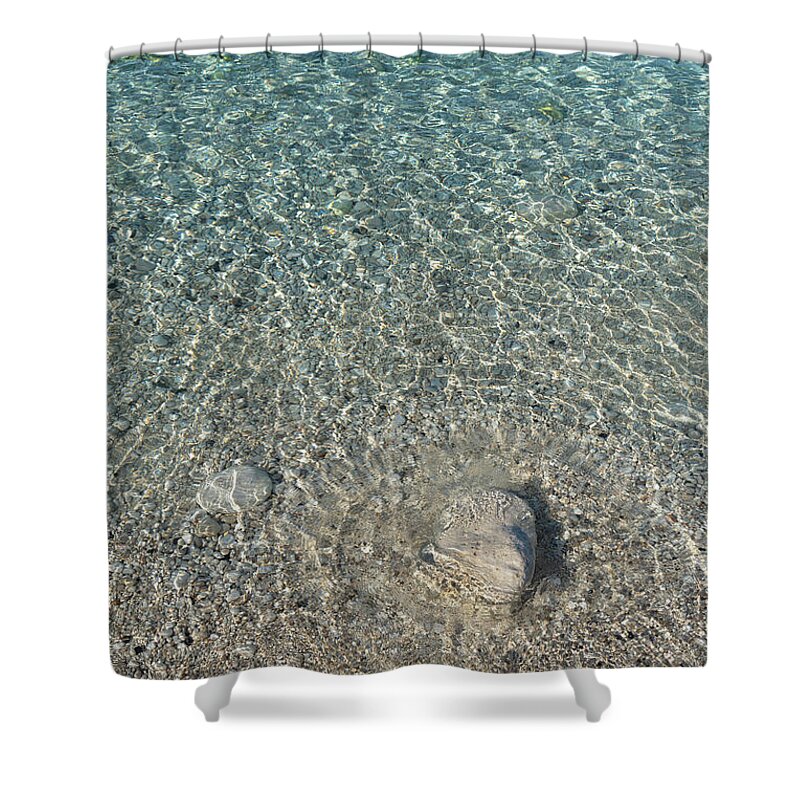 Mediterranean Shower Curtain featuring the photograph Sea water, gentle waves and sunlight by Adriana Mueller