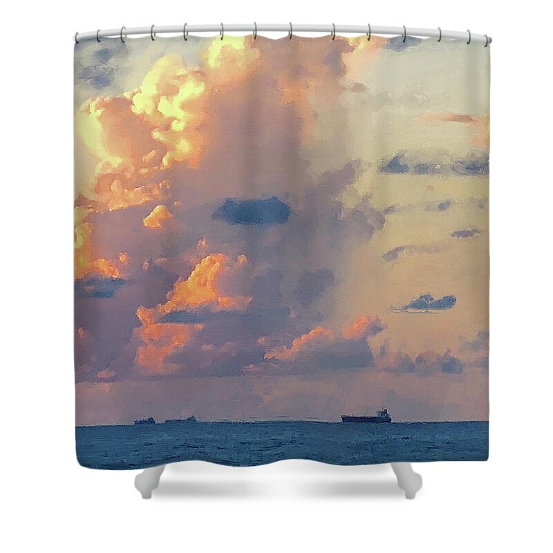 Seascape Shower Curtain featuring the photograph Seafarers Sunset by GW Mireles