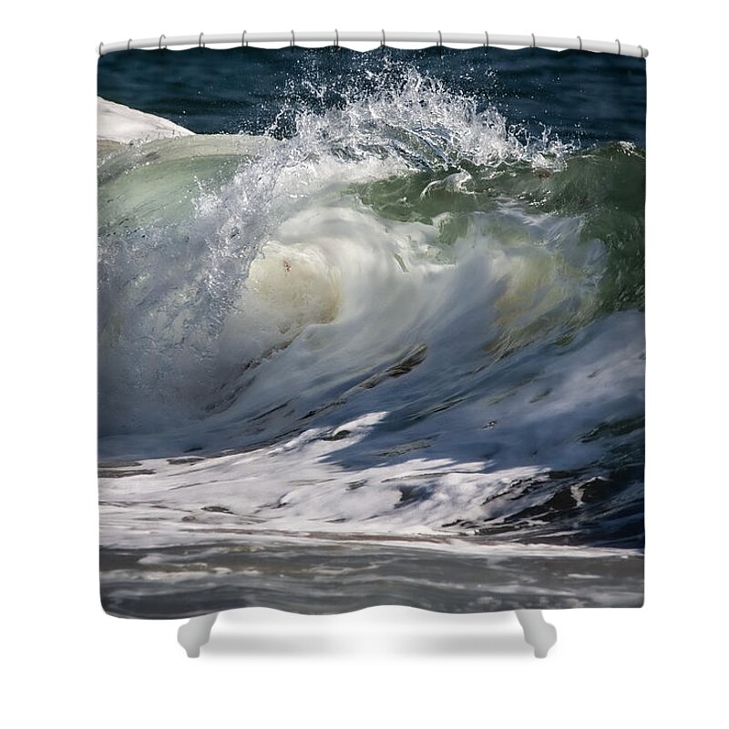 Sea Shower Curtain featuring the photograph Seafoam Glow by Linda Bonaccorsi