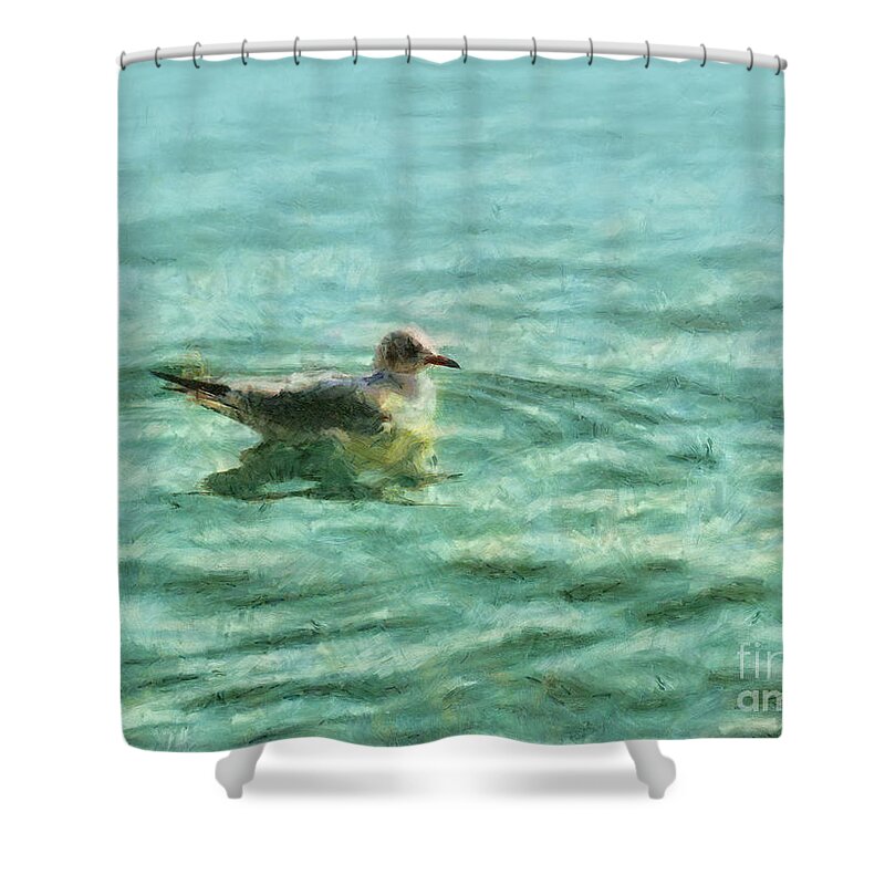 Seagull Shower Curtain featuring the painting Seagull by Alexa Szlavics