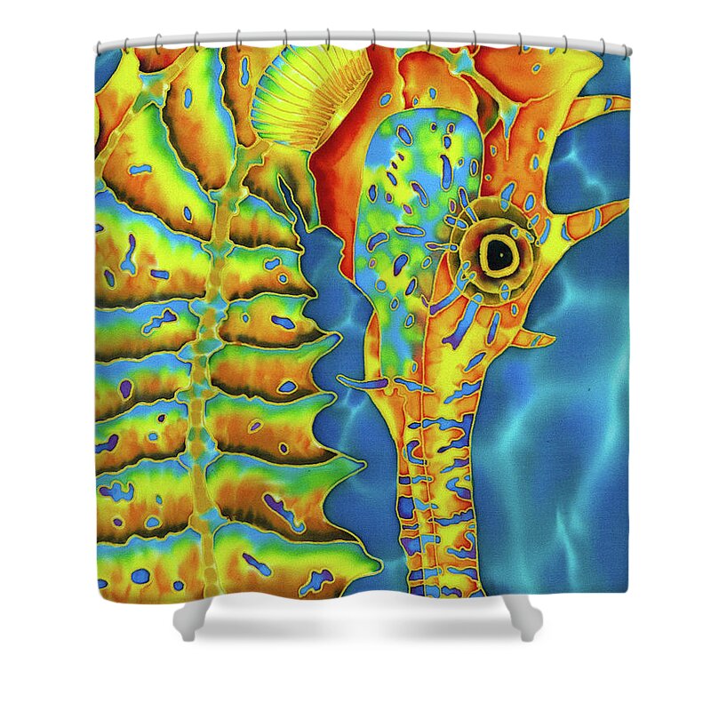 Seahorse Shower Curtain featuring the painting Seahorse - Close Up by Daniel Jean-Baptiste
