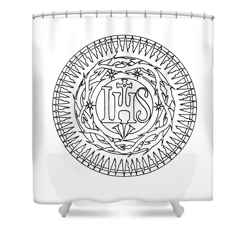 Seal Of Jesuits Society Of Jesus Shower Curtain featuring the painting Seal of Jesuits Society of Jesus by William Hart McNichols