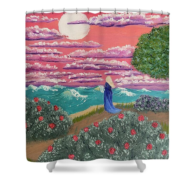 Sea Shower Curtain featuring the painting Searching by Lisa White