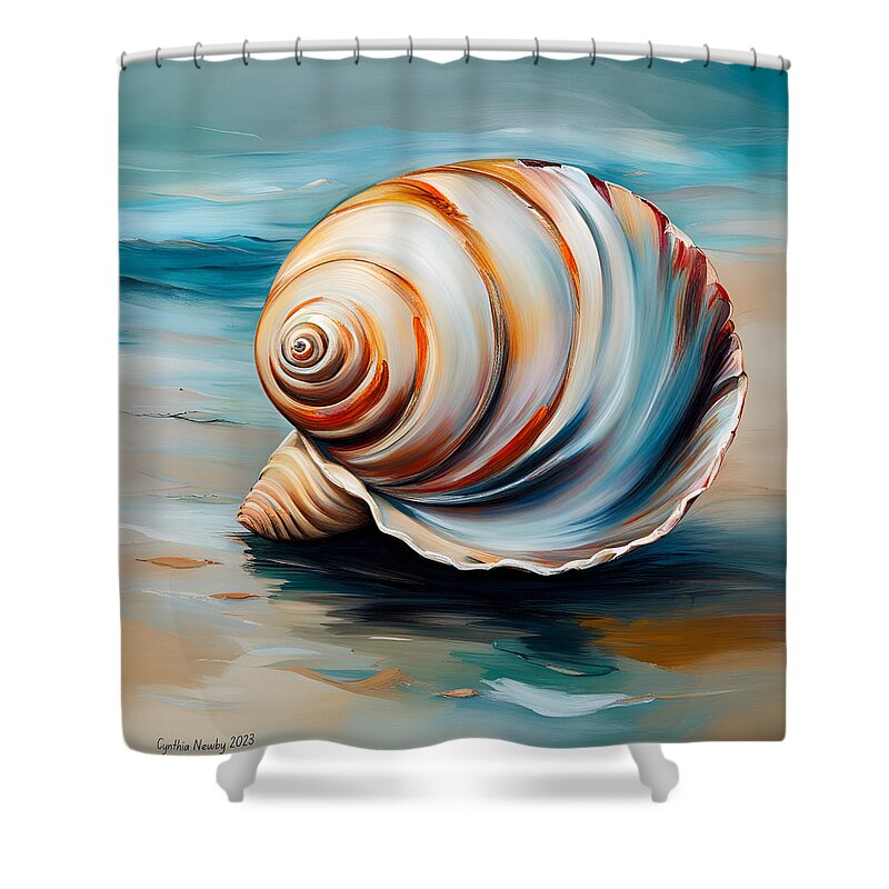 Newby Shower Curtain featuring the digital art Seashell 3 by Cindy's Creative Corner