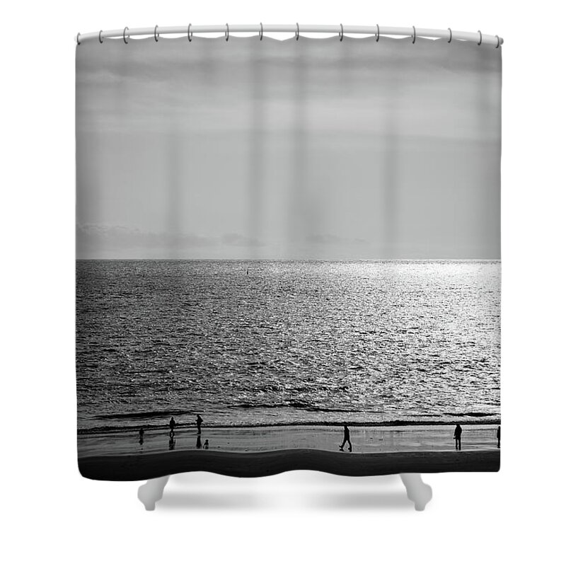 Pembrokeshire Shower Curtain featuring the photograph Seaside sunshine beach silhouette by Seeables Visual Arts