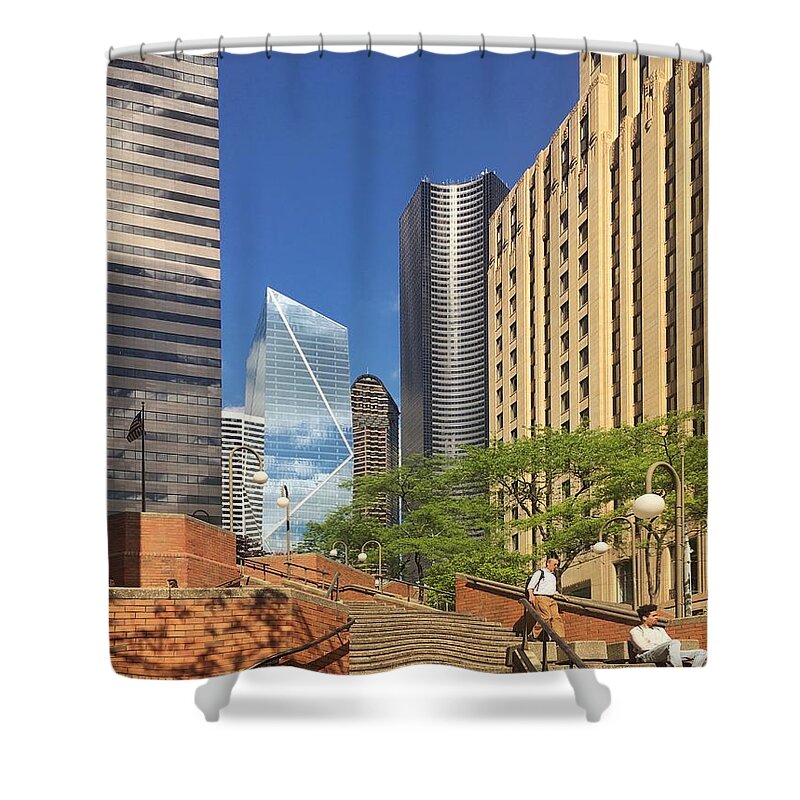 Stairs Shower Curtain featuring the photograph Seattle Cityscape by Jerry Abbott