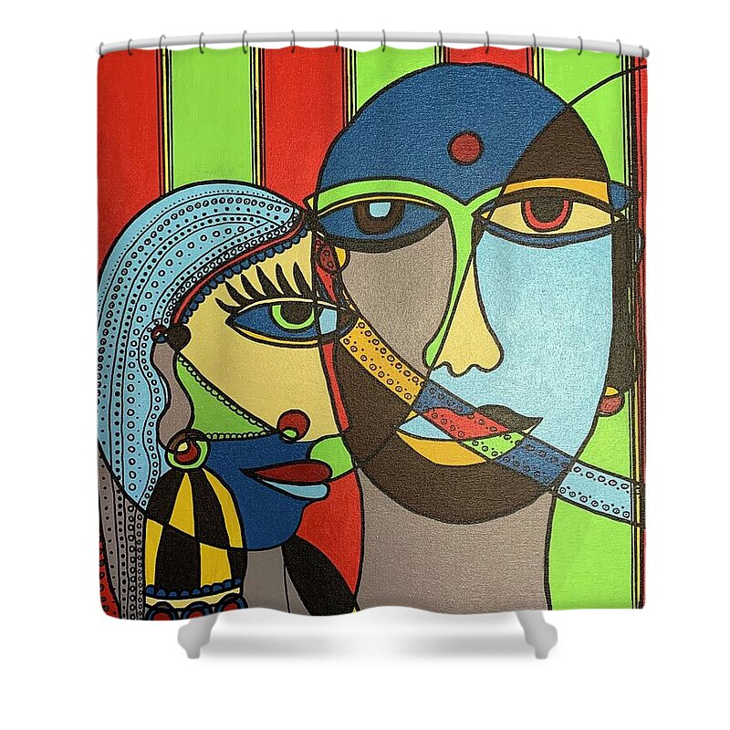 Abstract Shower Curtain featuring the painting Second Look by Raji Musinipally