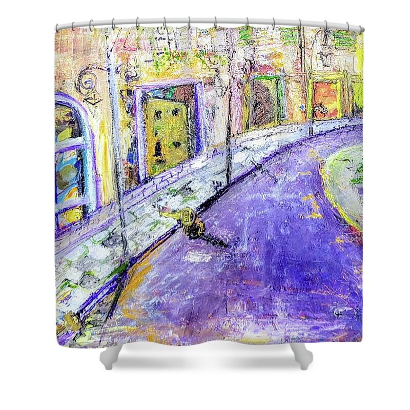 Doors Shower Curtain featuring the painting Secrets Lie Behind by Evelina Popilian