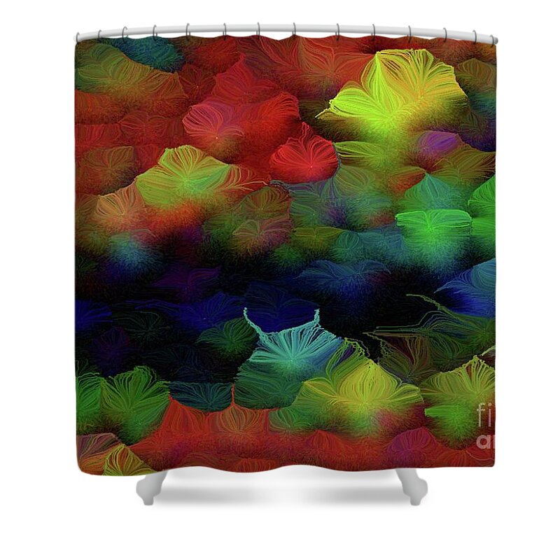 Secrets Shower Curtain featuring the painting Secrets of the Meadow in the Mist Number 3 by Aberjhani