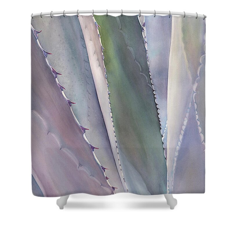 Original Framed Watercolor Painting Shower Curtain featuring the painting Sedona Agave #1 by Sandy Haight