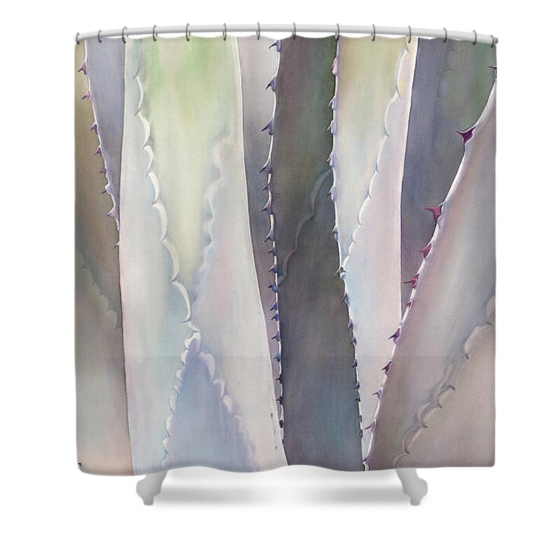 Original Framed Watercolor Shower Curtain featuring the painting Sedona Agave #2 by Sandy Haight