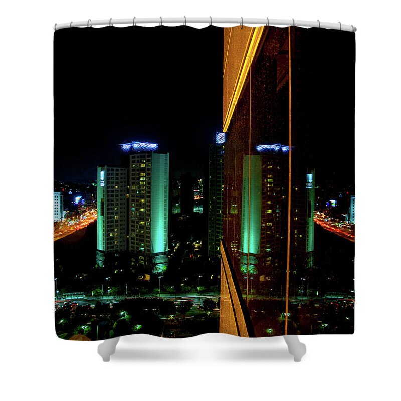Photo Shower Curtain featuring the photograph Seoul Reflection by Anthony M Davis