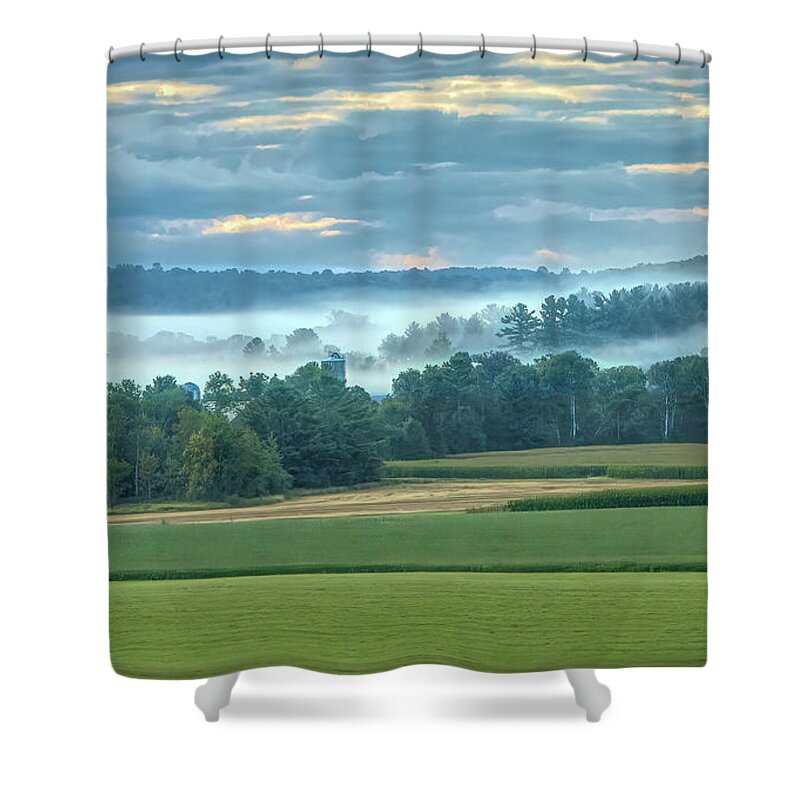 Nature Shower Curtain featuring the photograph September Fog on County V by Trey Foerster