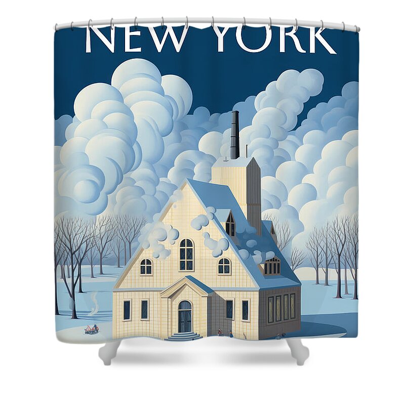 New Yorker Magazine Shower Curtain featuring the painting Serene Solitude by Land of Dreams