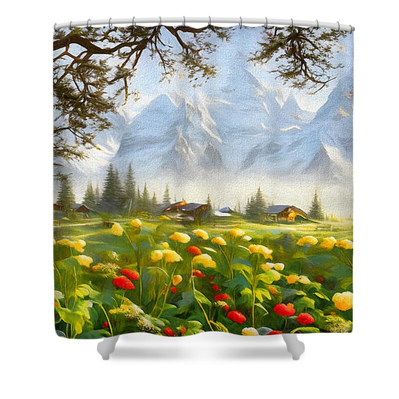 Cabins And Cottages Shower Curtain featuring the digital art Serenity by Pennie McCracken