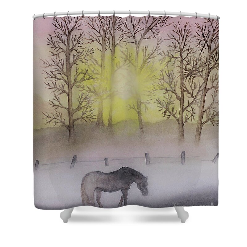 Horse Shower Curtain featuring the painting Serenity by Shirley Dutchkowski