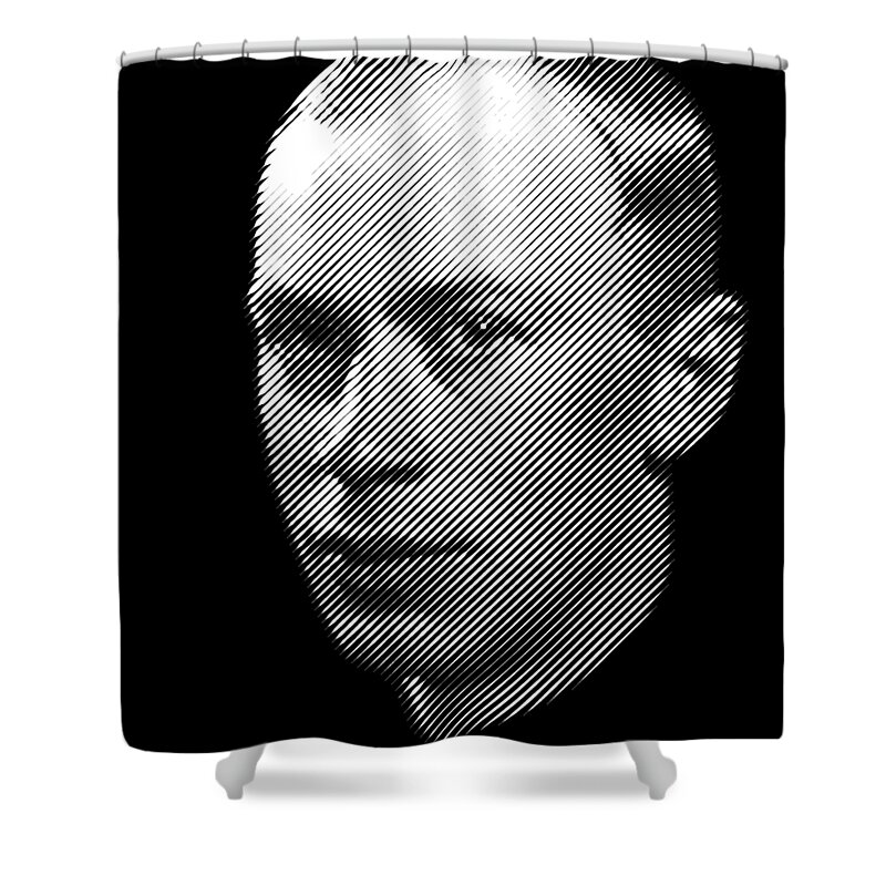 Prokofiev Shower Curtain featuring the digital art Sergei Prokofiev, composer by Cu Biz