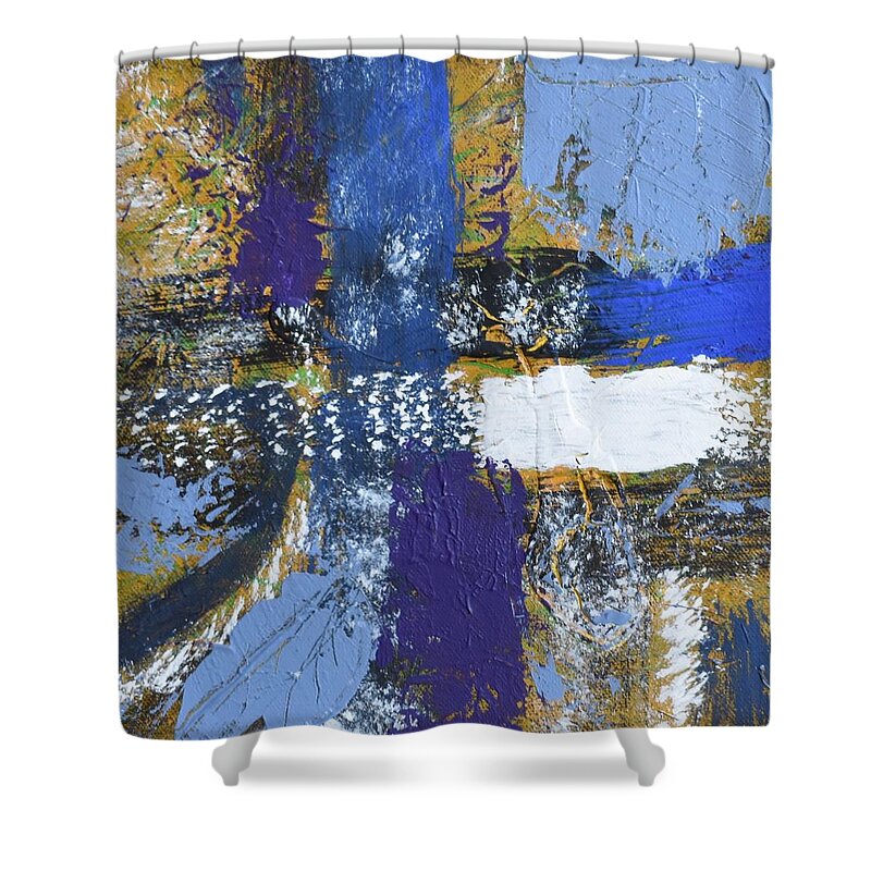 Blue Shower Curtain featuring the painting Series 1 Right Side by Pam O'Mara