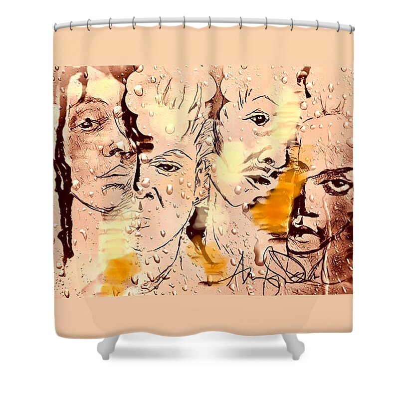  Shower Curtain featuring the mixed media Set it off pt.1 by Angie ONeal