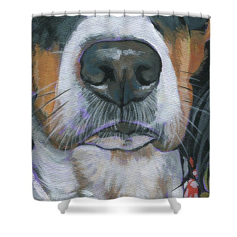Setter Shower Curtain featuring the painting Setter Mask by Nadi Spencer