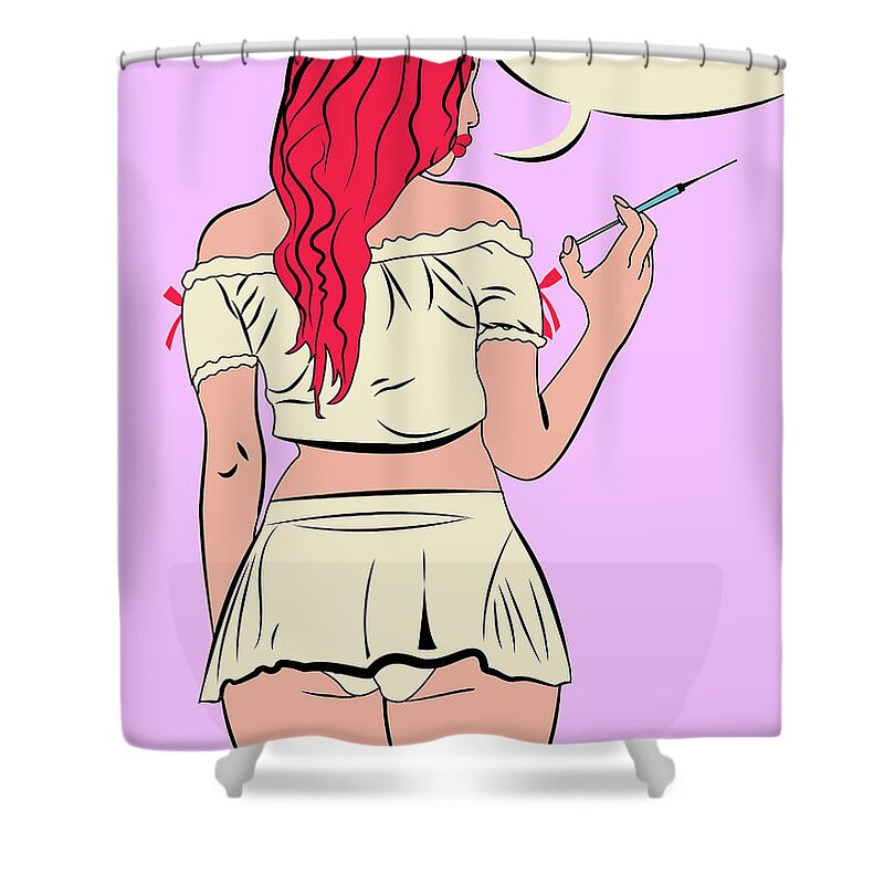 Popart Shower Curtain featuring the digital art Sexy Nurse Back by Long Shot