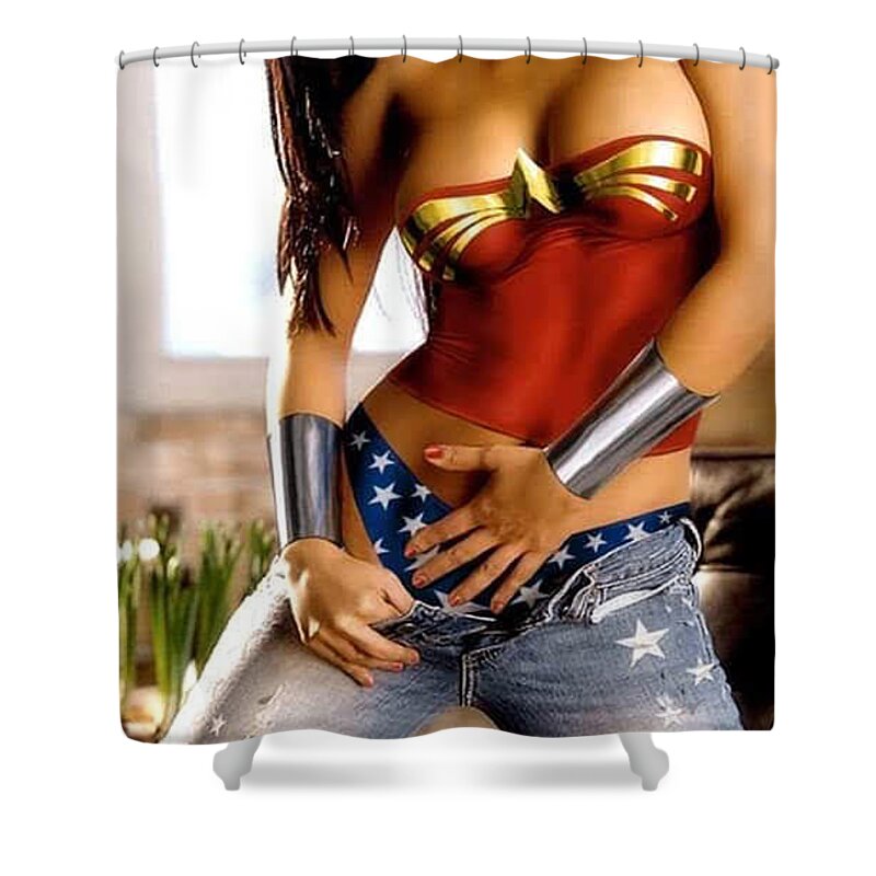 Sexy Wonder Woman Shower Curtain by Ronald Aviz - Fine Art America