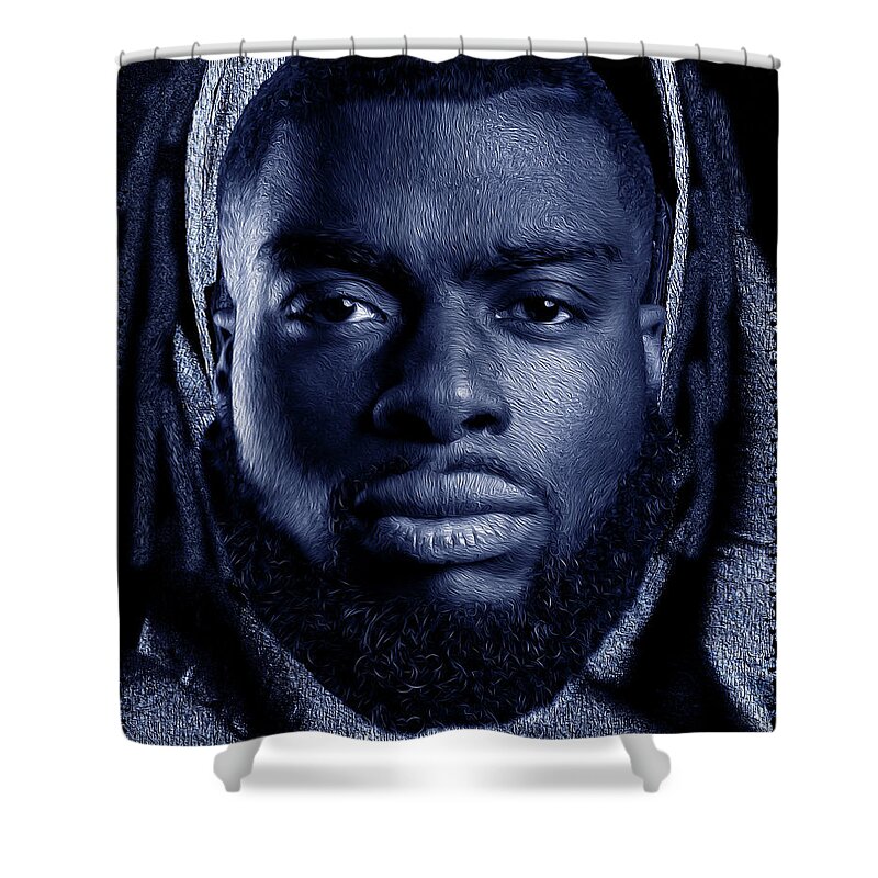 Shades Collection 2 Shower Curtain featuring the digital art Shades of Black 10 by Aldane Wynter