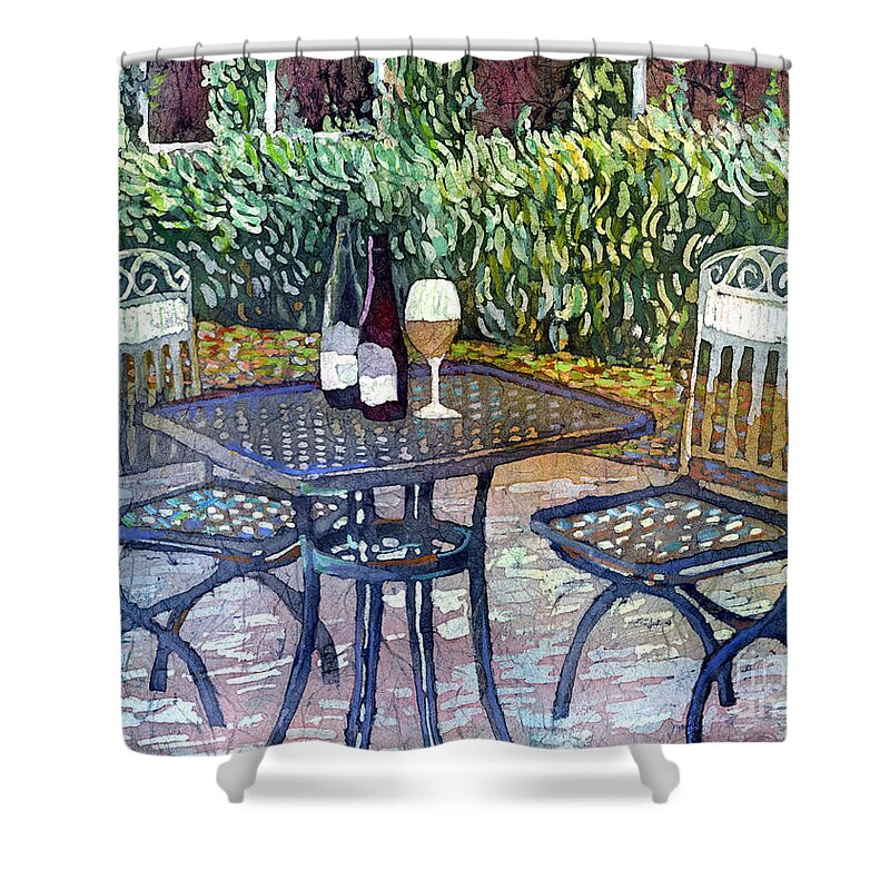 Wine Shower Curtain featuring the painting Shades of Van Gogh - Wine Table by Hailey E Herrera