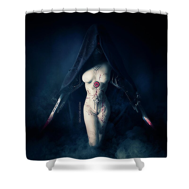 Argus Dorian Shower Curtain featuring the digital art Shadow Assassin by Argus Dorian