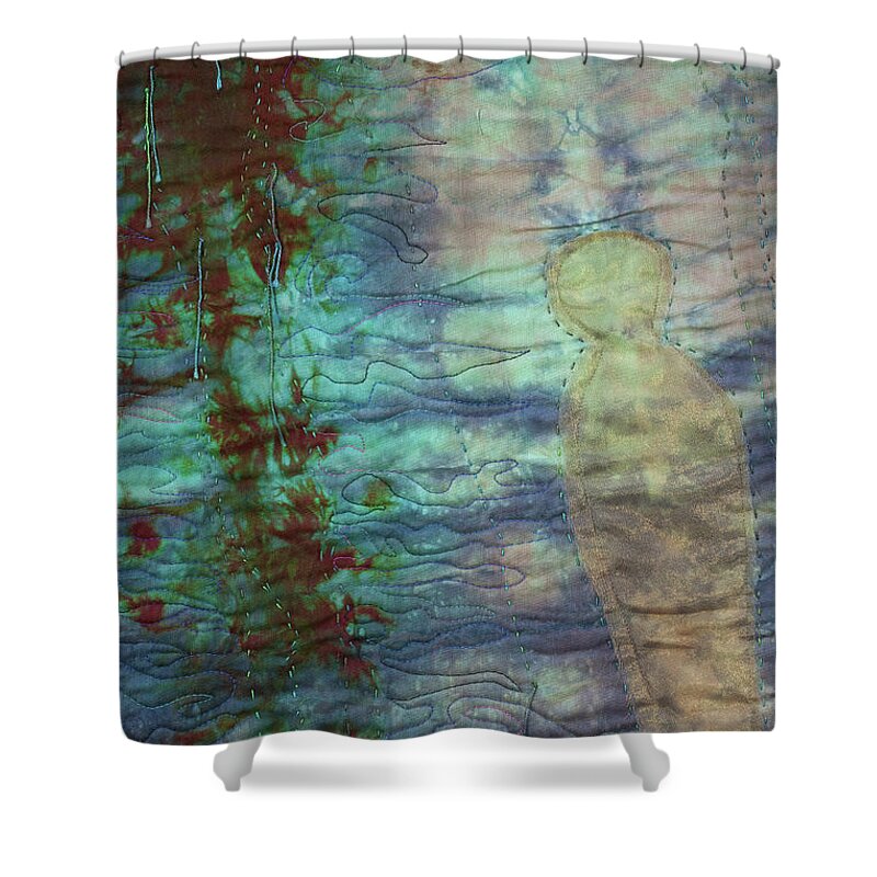 Shadow In The Sand Detail Shower Curtain featuring the mixed media Shadow in the Sand 2 by Vivian Aumond