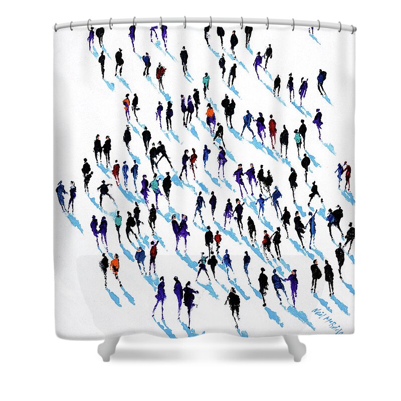 Crowds Of People Art Shower Curtain featuring the painting Shadows Know No Caste by Neil McBride
