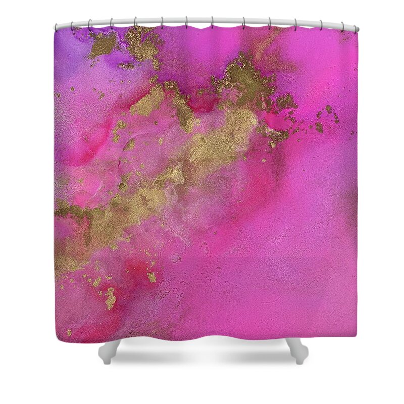 Pink Shower Curtain featuring the painting Shalamar by Tamara Nelson