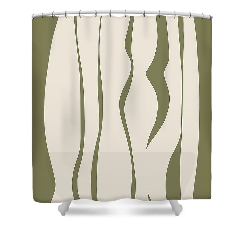 Botanical Flower Shower Curtain featuring the painting Shapes Sage by Jackie Medow-Jacobson