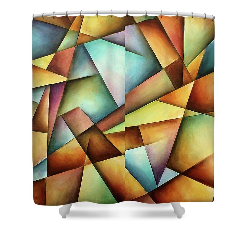 Abstract Shower Curtain featuring the painting Shard by Michael Lang