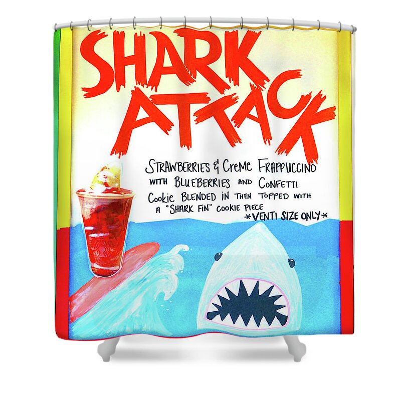 Shark Attack Shower Curtain featuring the photograph Shark Attack drink at Starbucks by David Lee Thompson