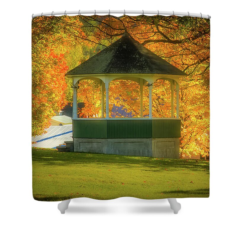 Sharon Vermont Shower Curtain featuring the photograph Sharon Vermont bandstand by Jeff Folger