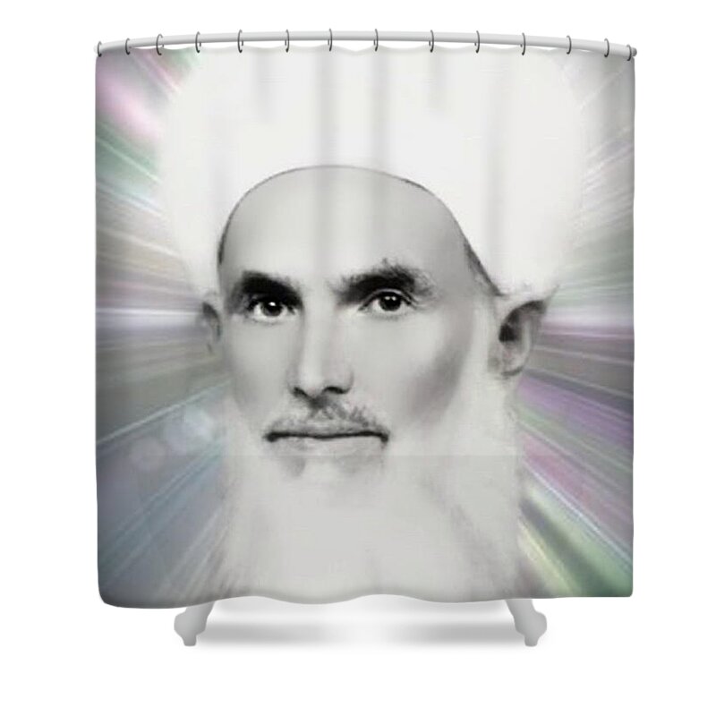  Shower Curtain featuring the digital art Shaykh Abdallah Blinding Lights by Sufi Meditation Center
