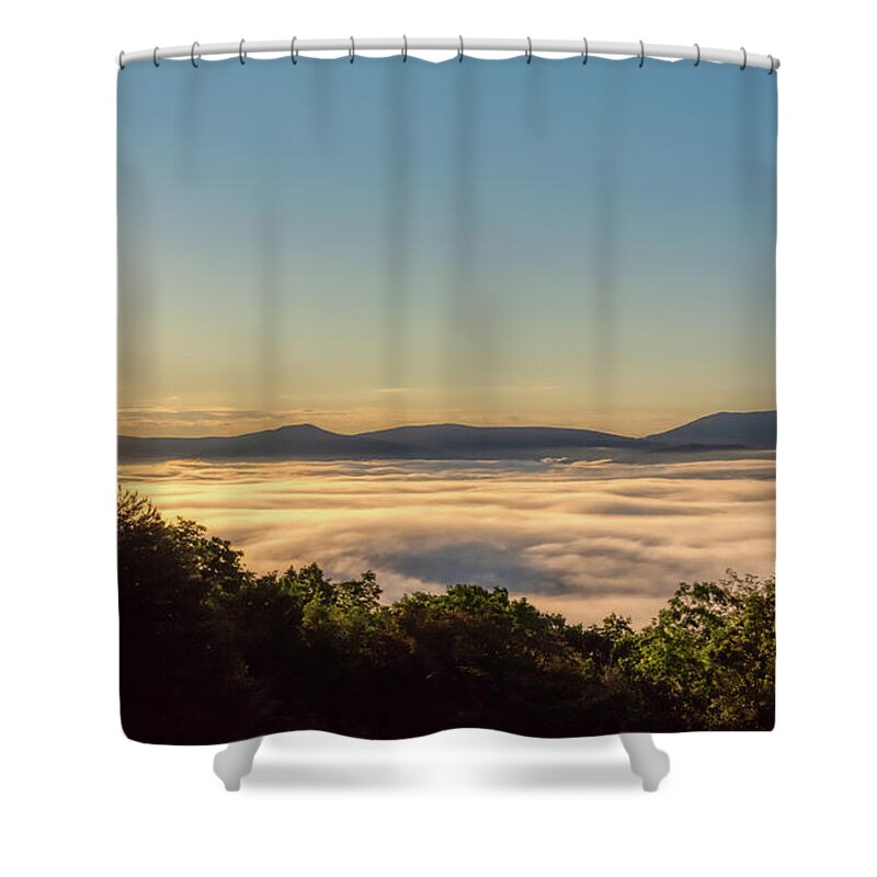 Fog Oecean Shower Curtain featuring the photograph Shenandoah Sunrise 5-23-20 by Lara Ellis