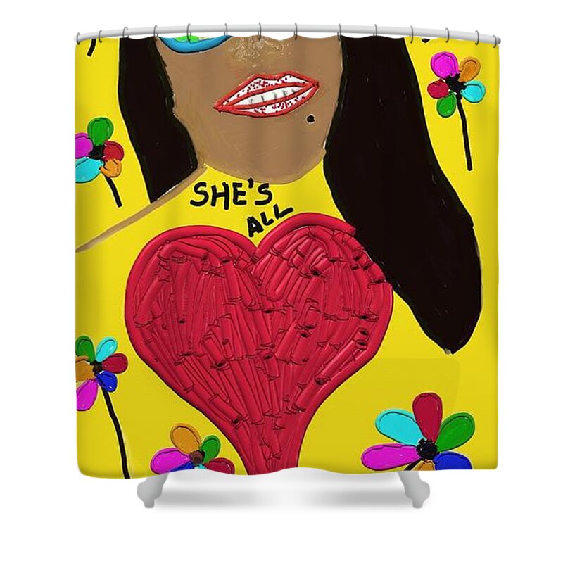  Shower Curtain featuring the painting She's All Hearts And Flowers by Tony Camm