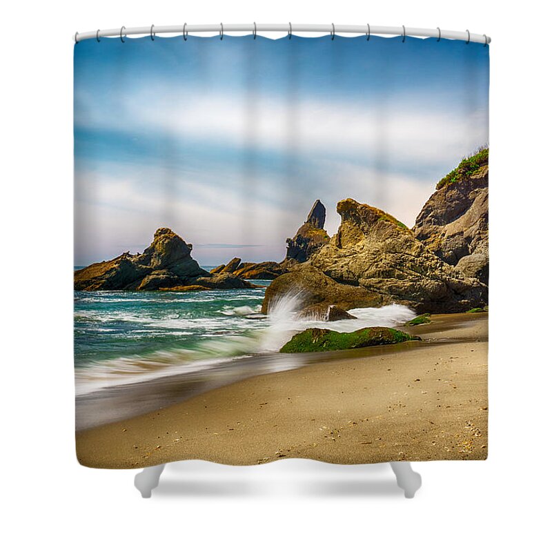 Shi Shower Curtain featuring the photograph Shi Shi Beach Rocks by Amanda Jones