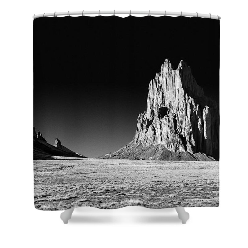 Shiprock Shower Curtain featuring the photograph Shiprock Black and White - Farmington - New Mexico by Gary Whitton