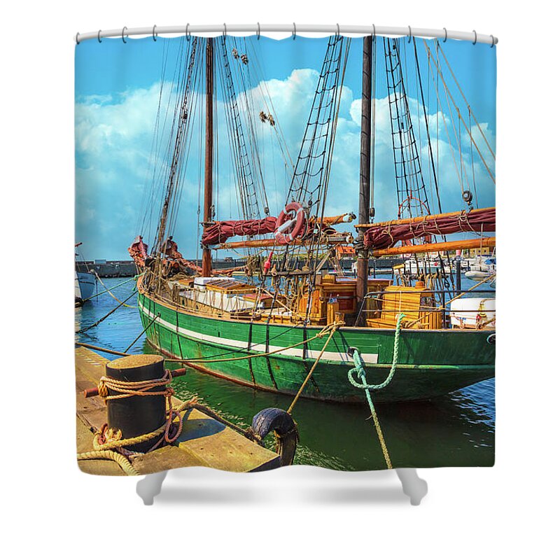 Boats Shower Curtain featuring the photograph Ships in the Harbor by Debra and Dave Vanderlaan