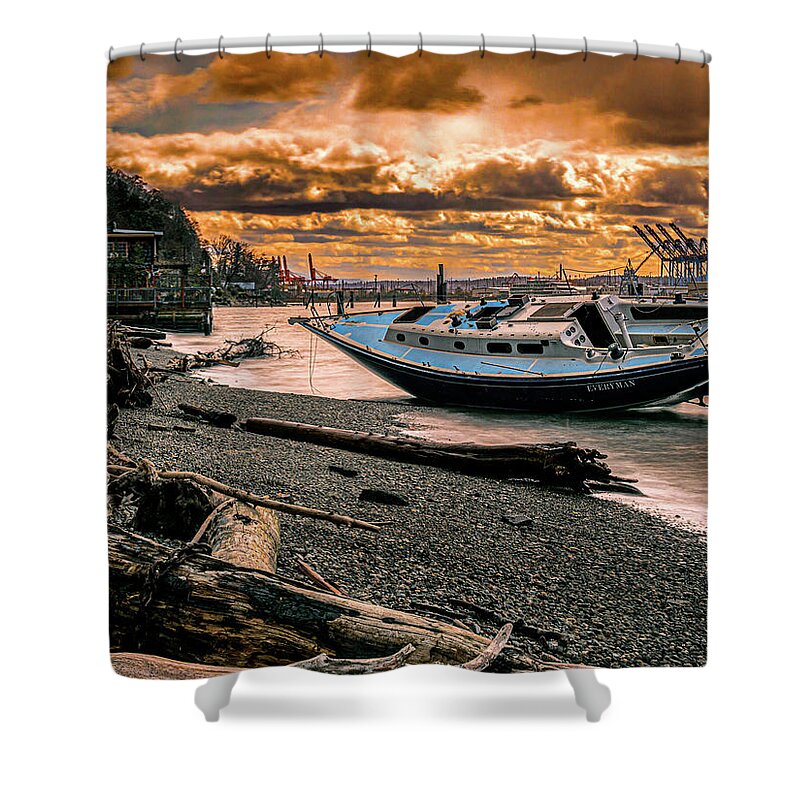 Shipwreck Shower Curtain featuring the photograph Shipwreck After the Storm by Rob Green