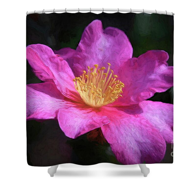 Floral Art Shower Curtain featuring the photograph Shishi Gashira Camellia by Diana Mary Sharpton