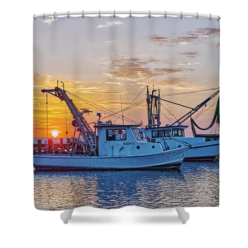 Sunrise Shower Curtain featuring the photograph Shrimp Boat Sunrise by Ty Husak