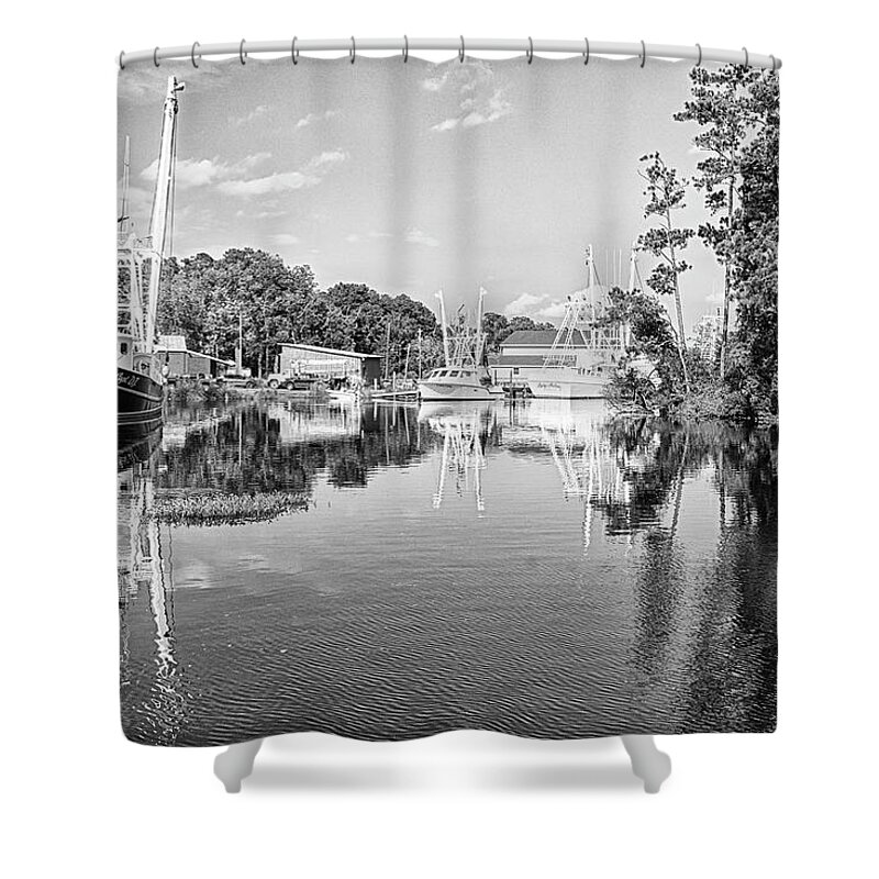 Trawler Shower Curtain featuring the photograph Shrimp Boats in Safe Harbor - Bayboro North Carolina by Bob Decker