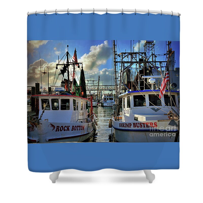 Fishing Shower Curtain featuring the photograph Shrimp Busters by Savannah Gibbs