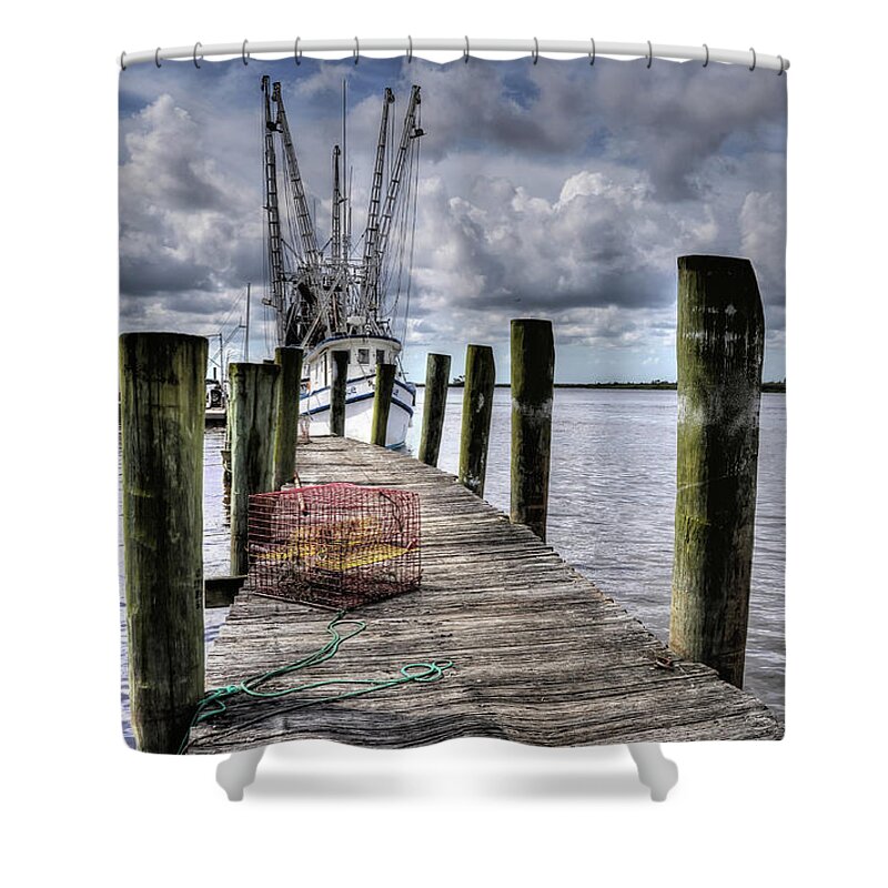 Nautical Shower Curtain featuring the photograph Shrimping by Randall Dill